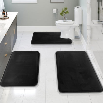 Velvet Memory Foam Bath Mat Set – Non-Slip & Quick-Dry (3 Pieces)