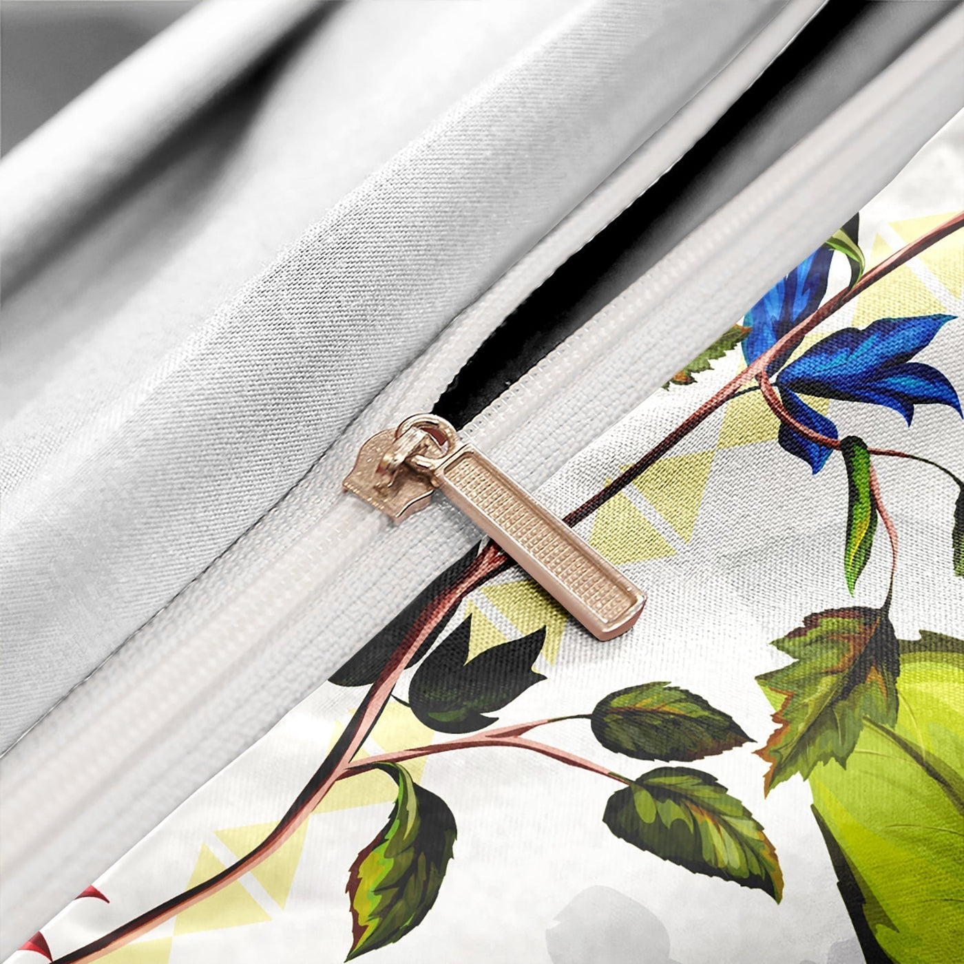 Luxury Cotton Floral and Bird Duvet Cover Set