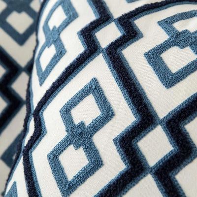 Blue Embroidered Decorative Pillow Cover