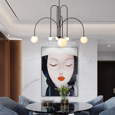 Modern Arc Pendant Chandelier – Iron Curved Light