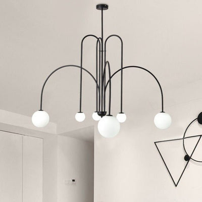 Modern Arc Pendant Chandelier – Iron Curved Light