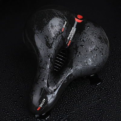 Wide Shock-Absorbing Bike Saddle with Reflective Strip