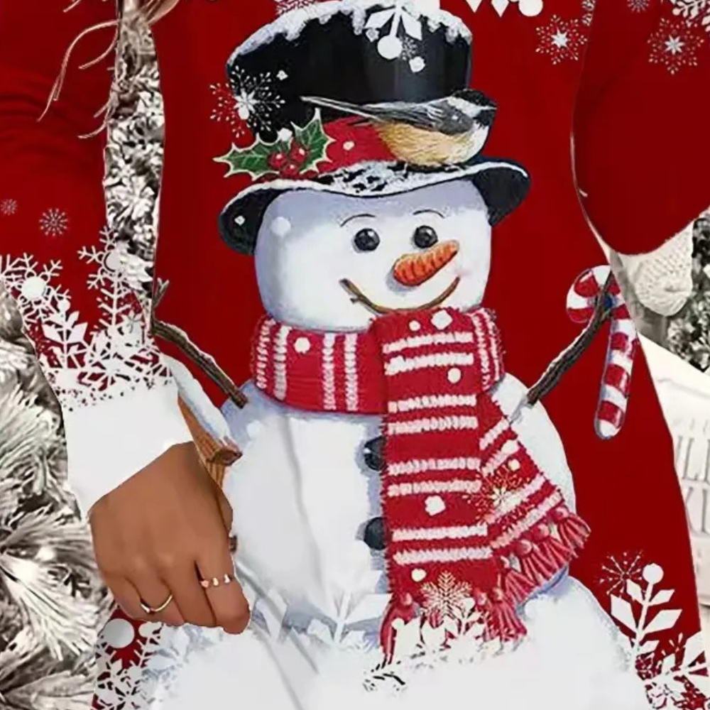 Women’s Cheerful Christmas Dress with Festive Print