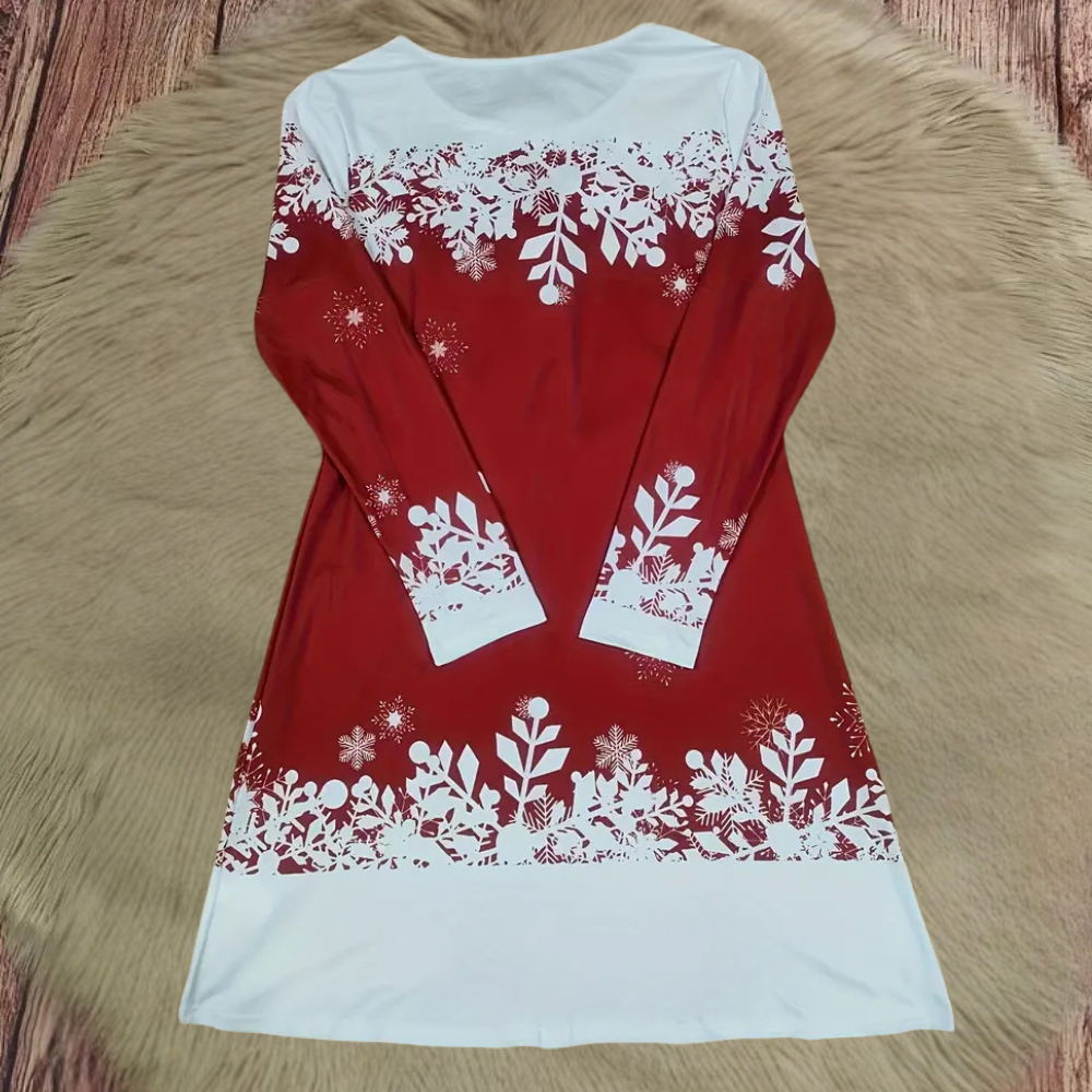 Women’s Cheerful Christmas Dress with Festive Print