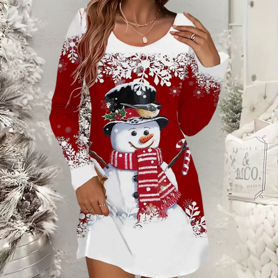 Women’s Cheerful Christmas Dress with Festive Print