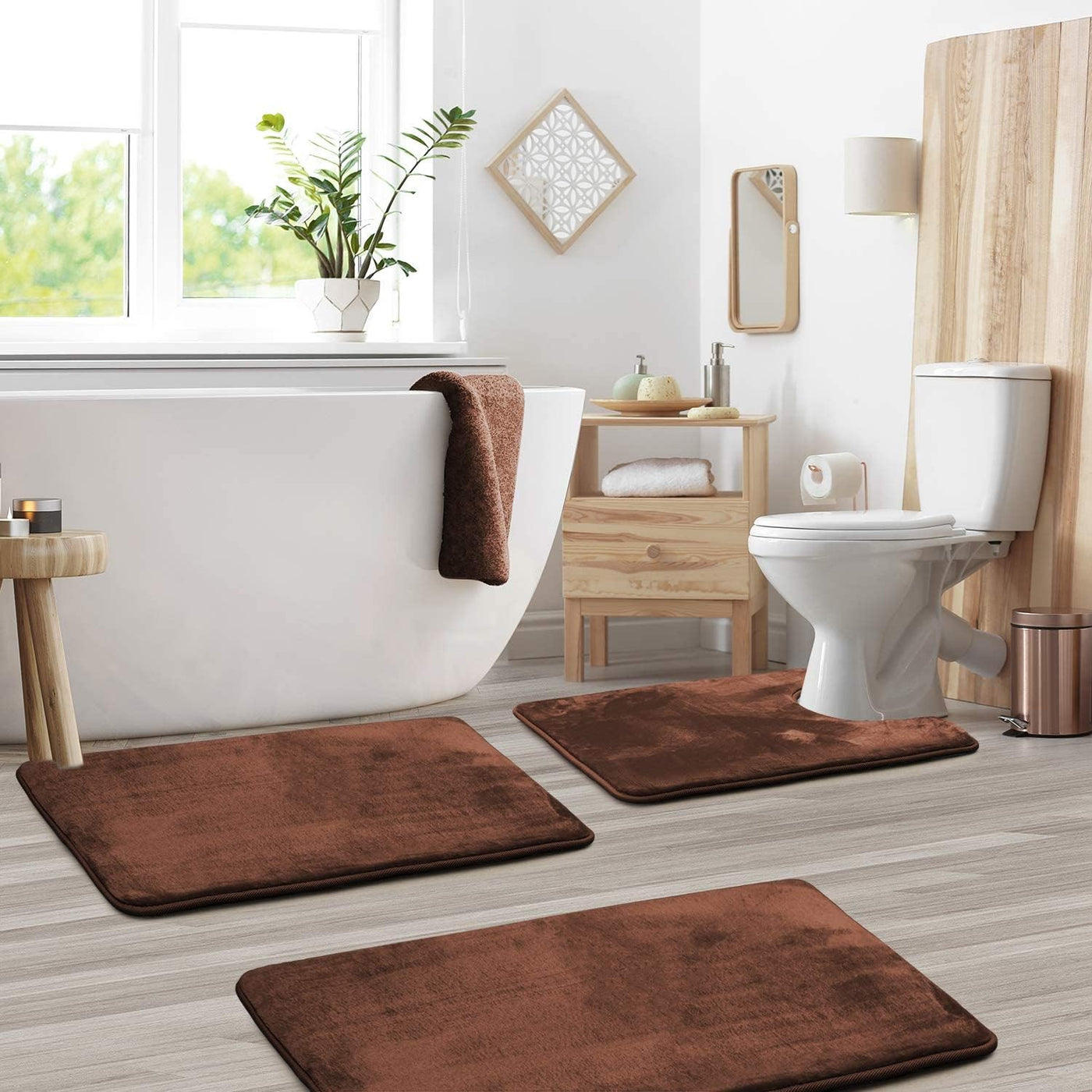 Velvet Memory Foam Bath Mat Set – Non-Slip & Quick-Dry (3 Pieces)