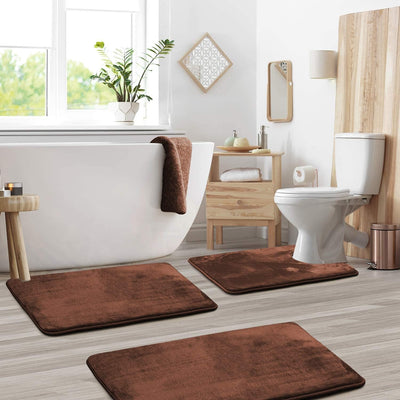 Velvet Memory Foam Bath Mat Set – Non-Slip & Quick-Dry (3 Pieces)
