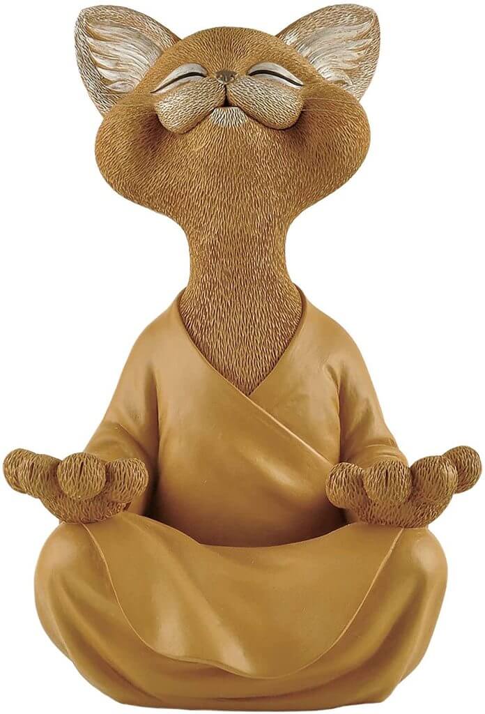 Buddha Cat Figurine – Zen Garden Decoration