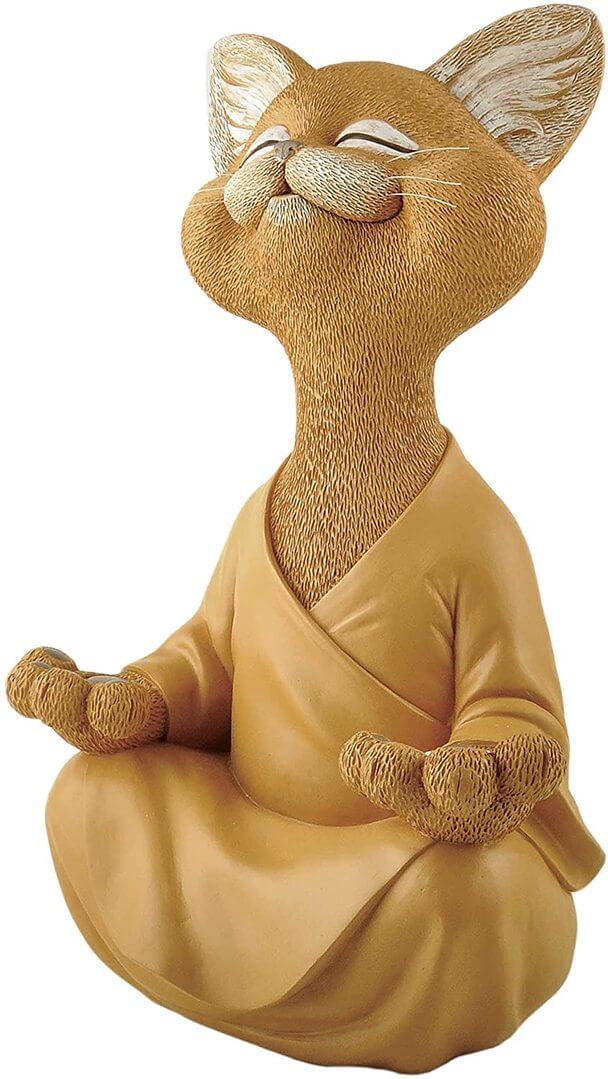 Buddha Cat Figurine – Zen Garden Decoration