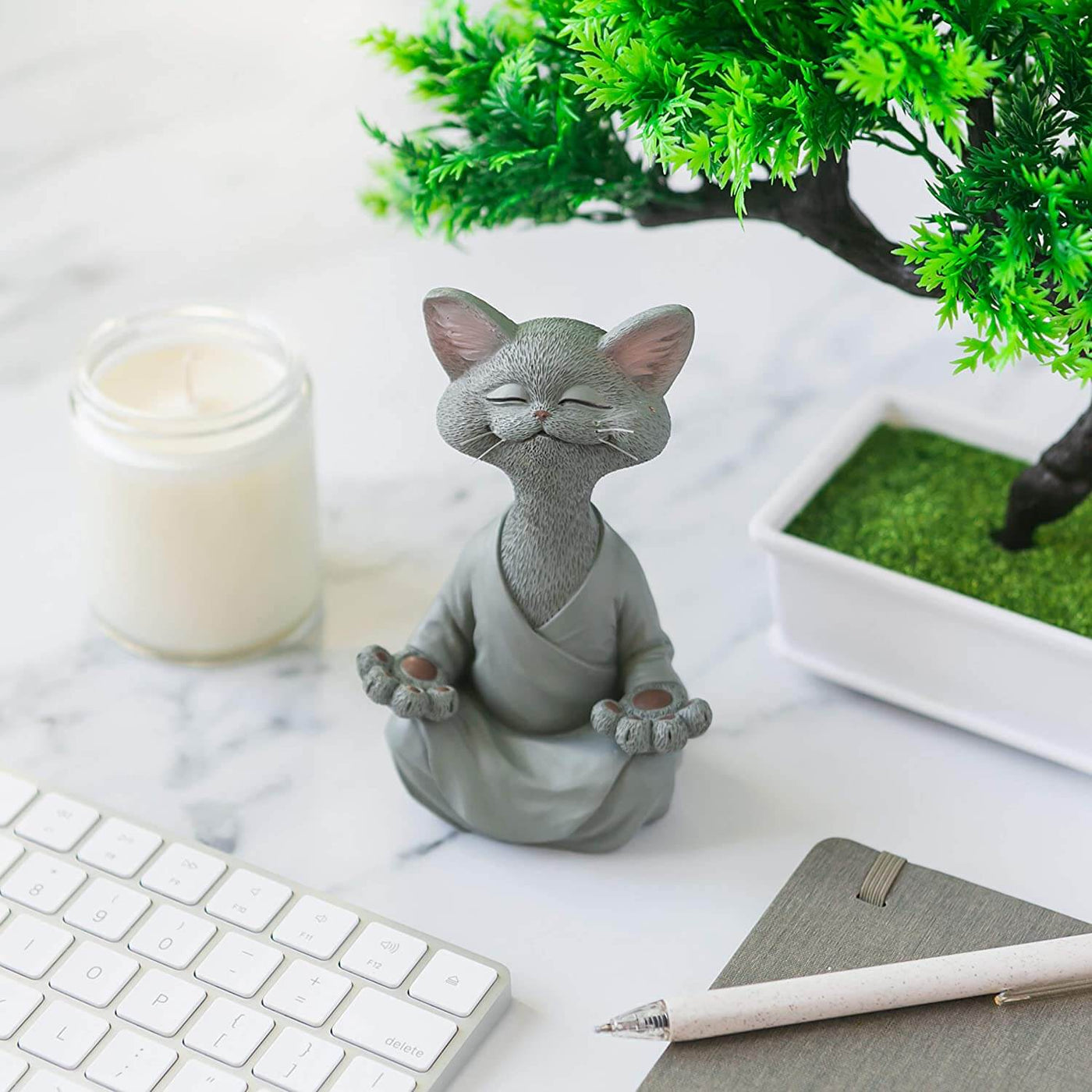 Buddha Cat Figurine – Zen Garden Decoration