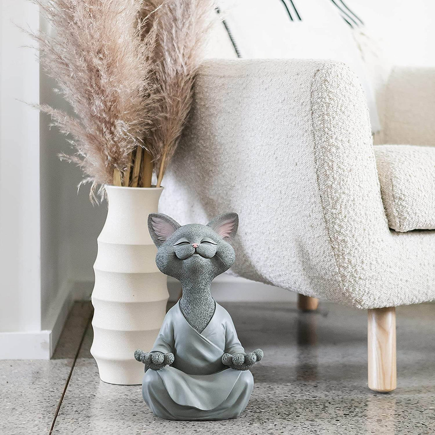 Buddha Cat Figurine – Zen Garden Decoration