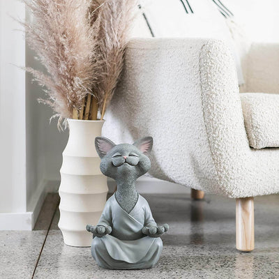 Buddha Cat Figurine – Zen Garden Decoration