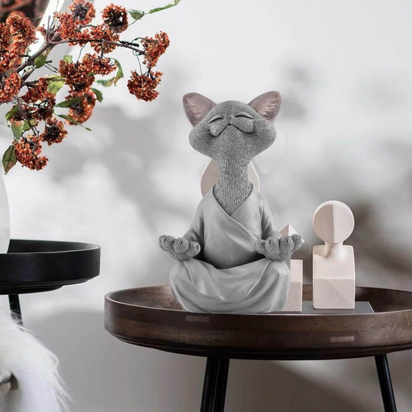 Buddha Cat Figurine – Zen Garden Decoration