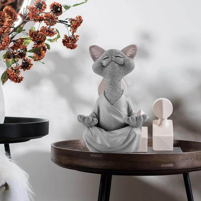 Buddha Cat Figurine – Zen Garden Decoration