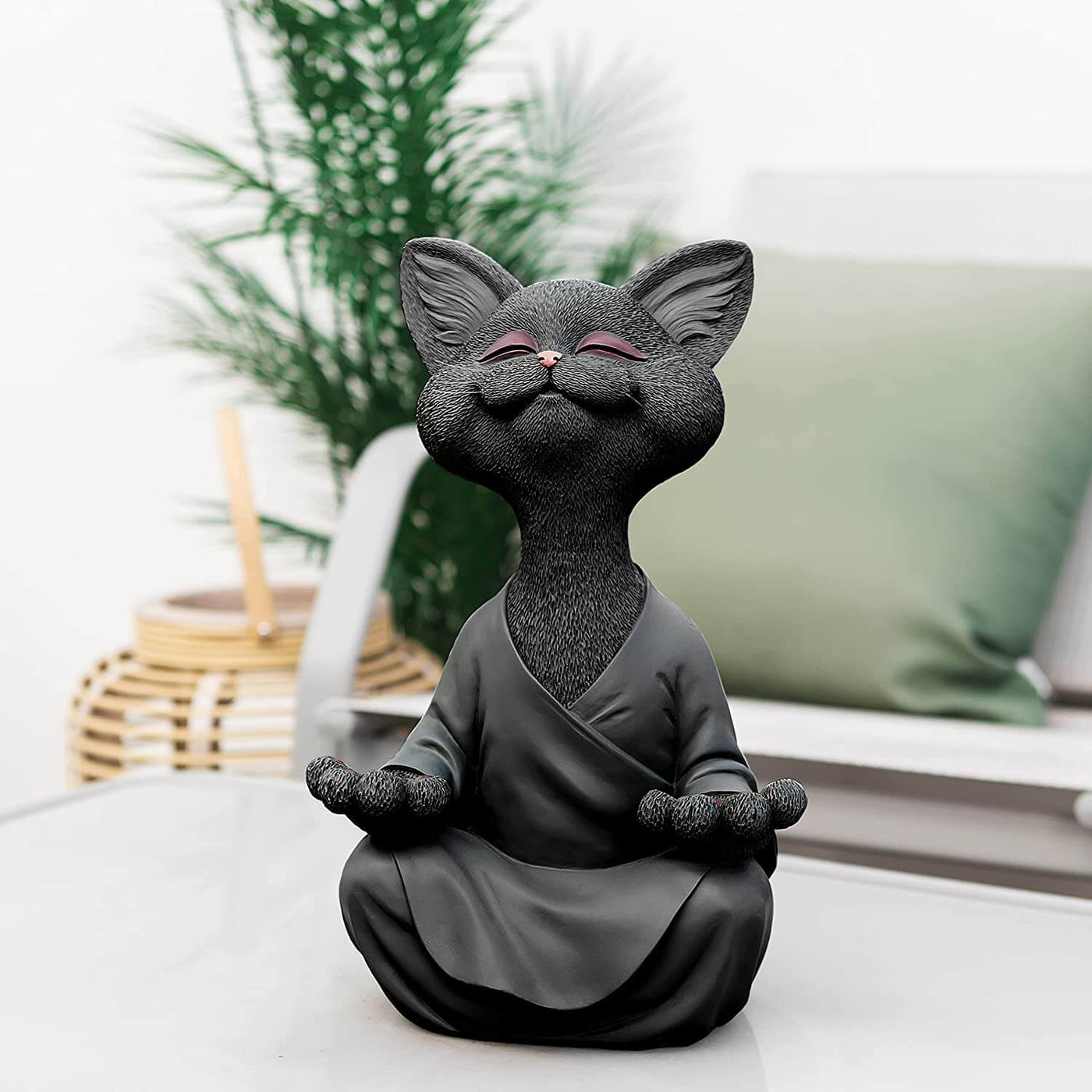 Buddha Cat Figurine – Zen Garden Decoration