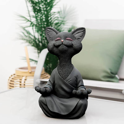 Buddha Cat Figurine – Zen Garden Decoration