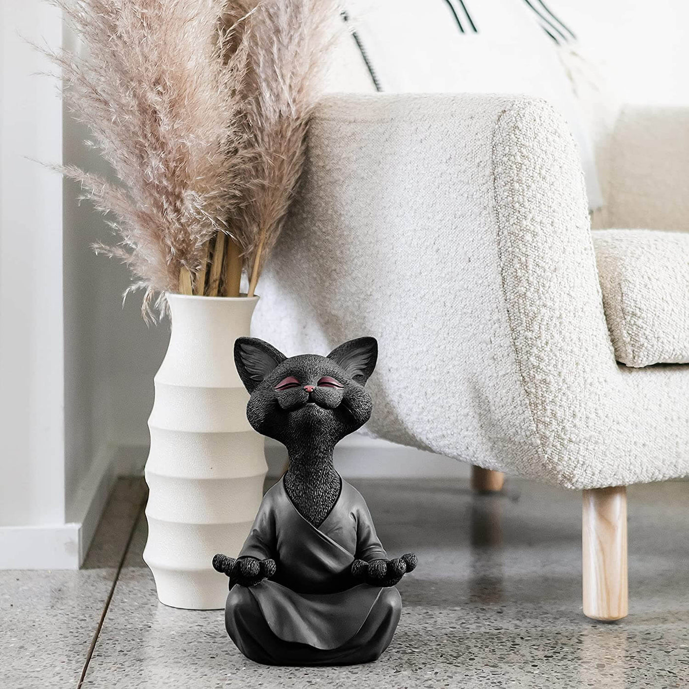 Buddha Cat Figurine – Zen Garden Decoration