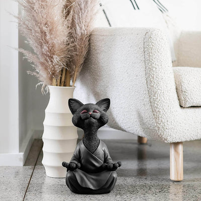 Buddha Cat Figurine – Zen Garden Decoration