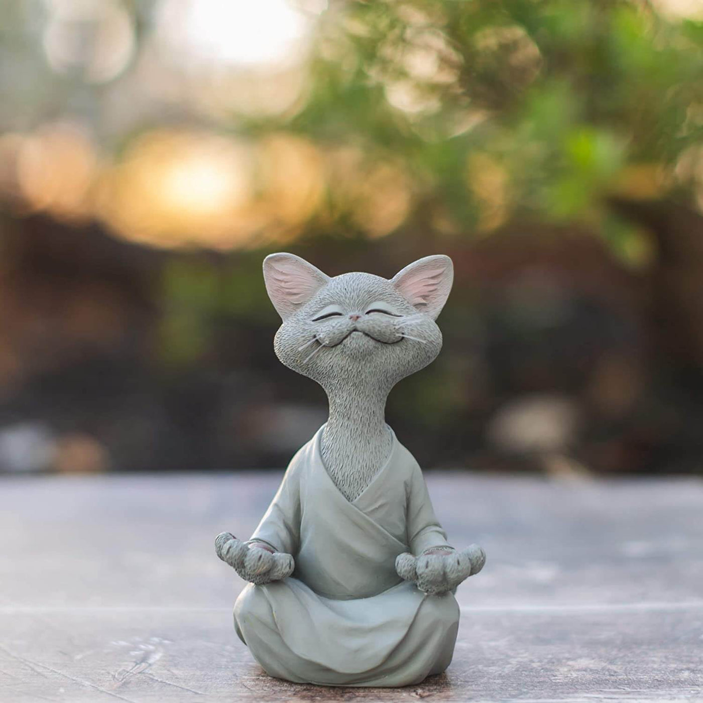 Buddha Cat Figurine – Zen Garden Decoration