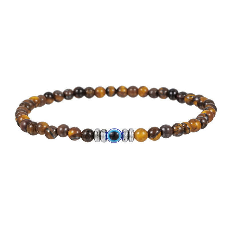 Men's 4mm Natural Stone Evil Eye Bead Bracelet - Thor