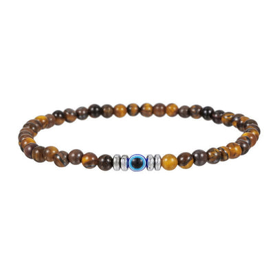 Men's 4mm Natural Stone Evil Eye Bead Bracelet - Thor
