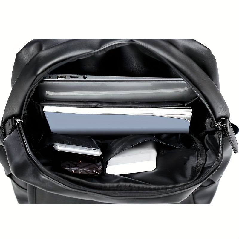Men's PU Leather Waterproof Travel Backpack