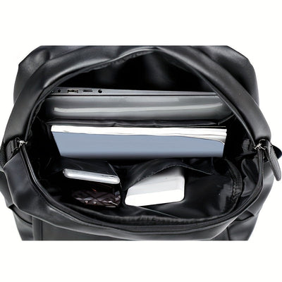 Men's PU Leather Waterproof Travel Backpack