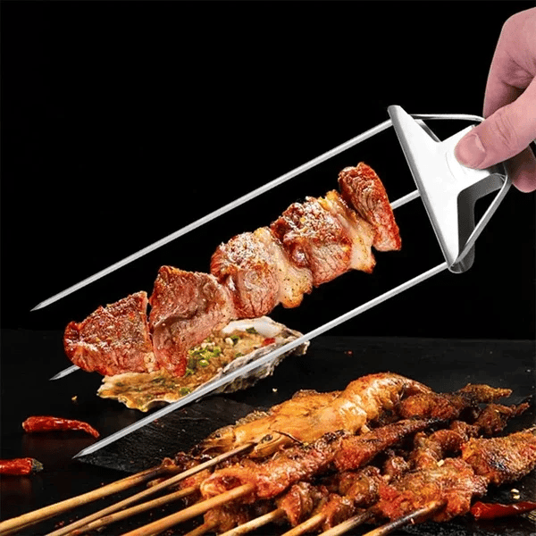 Stainless Steel 3-Prong BBQ Grill Skewers