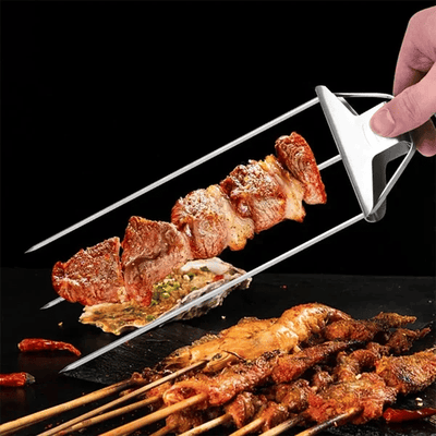 Stainless Steel 3-Prong BBQ Grill Skewers