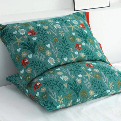 Coral Floral Cotton Pillow Sham – Breathable & Reversible