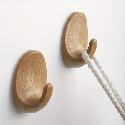 Self-Adhesive Wood-Look Wall Hooks Durable