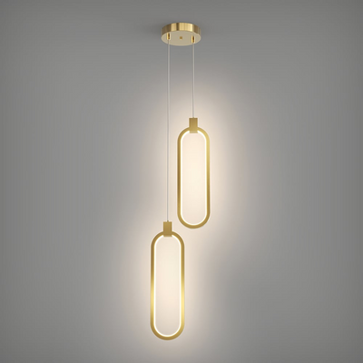 BrassGlow – Double Ring Gold Pendant Lamp (Adjustable Height)