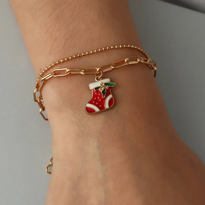 Christmas Charm Bracelet Adjustable Festive Jewelry