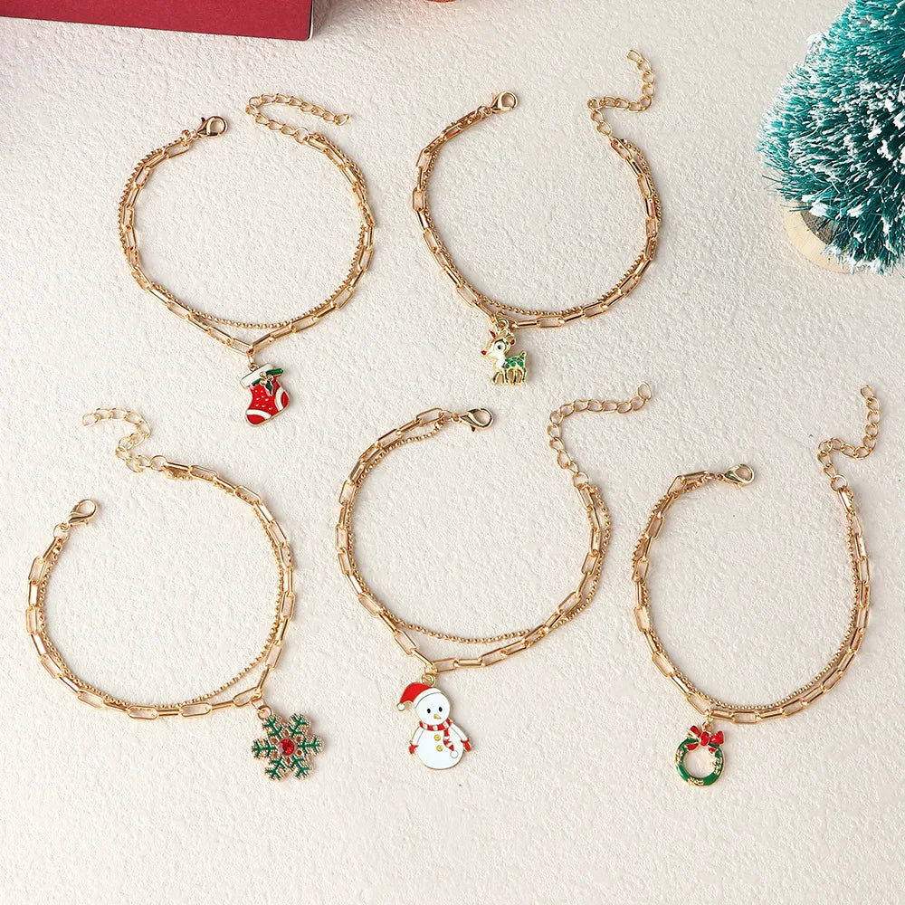 Christmas Charm Bracelet Adjustable Festive Jewelry