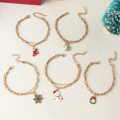Christmas Charm Bracelet Adjustable Festive Jewelry