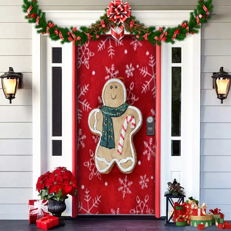 Christmas Door Decoration MerryDoor Holiday Welcome Cover