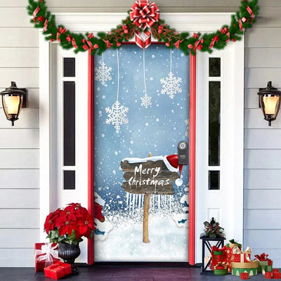 Christmas Door Decoration MerryDoor Holiday Welcome Cover