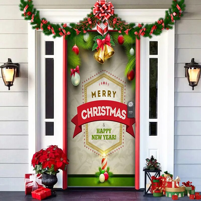 Christmas Door Decoration MerryDoor Holiday Welcome Cover