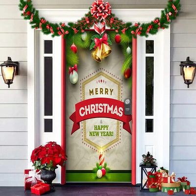 Christmas Door Decoration MerryDoor Holiday Welcome Cover