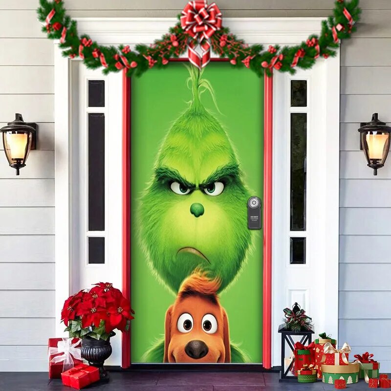Christmas Door Decoration MerryDoor Holiday Welcome Cover