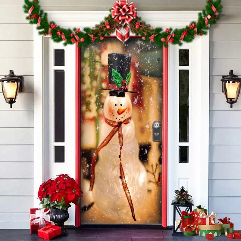 Christmas Door Decoration MerryDoor Holiday Welcome Cover
