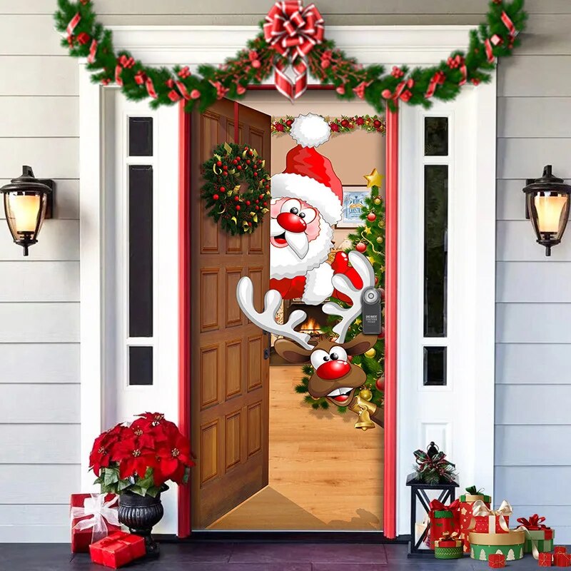 Christmas Door Decoration MerryDoor Holiday Welcome Cover