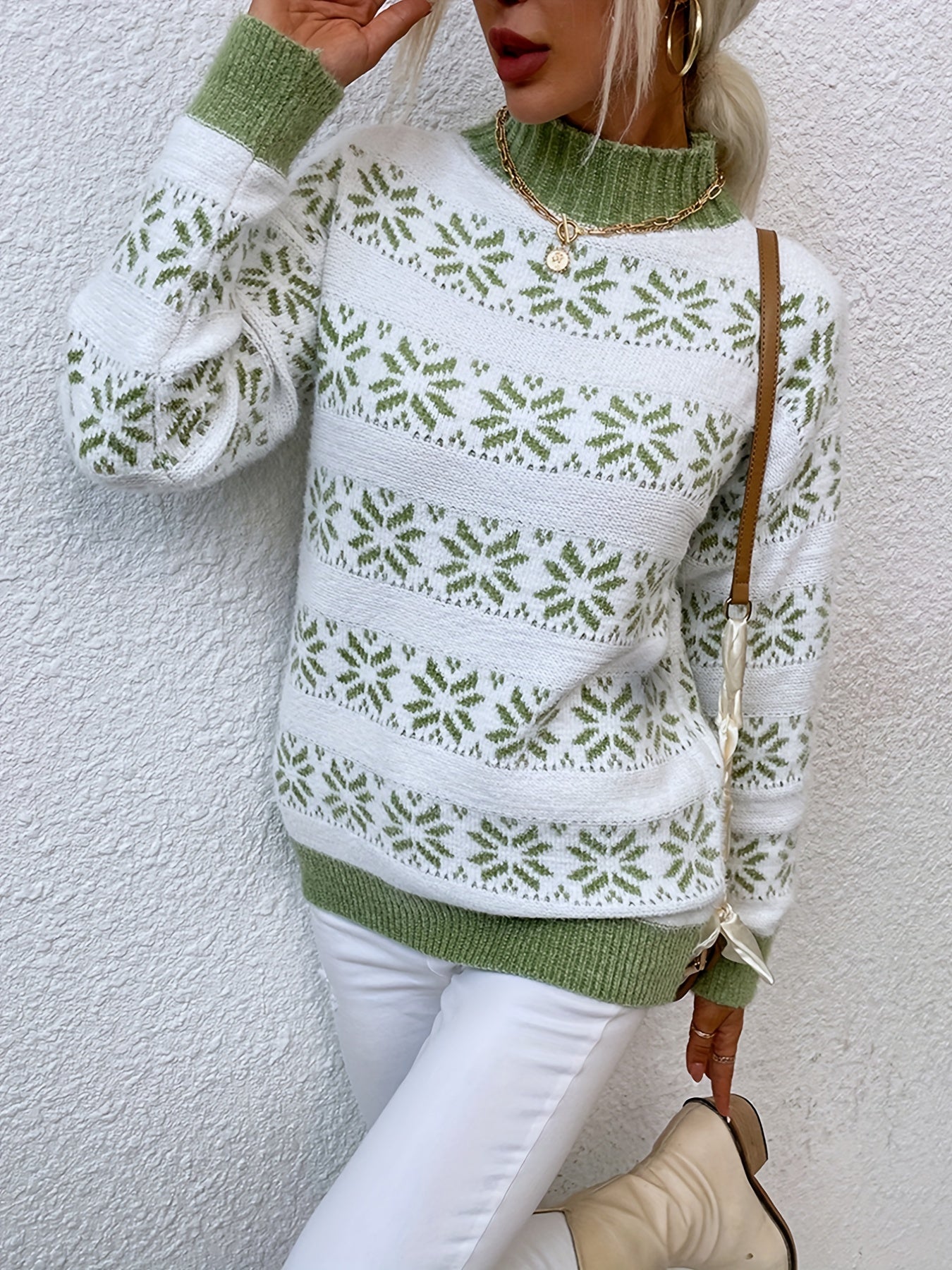 Women’s Holly Christmas Sweater with Festive Pattern