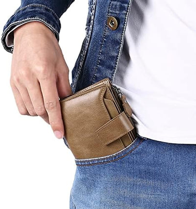 Compact Genuine Leather RFID Blocking Multi-Functional Wallet