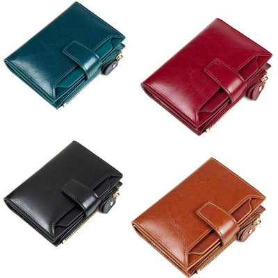 Compact Genuine Leather RFID Blocking Multi-Functional Wallet