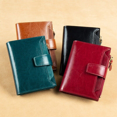 Compact Genuine Leather RFID Blocking Multi-Functional Wallet