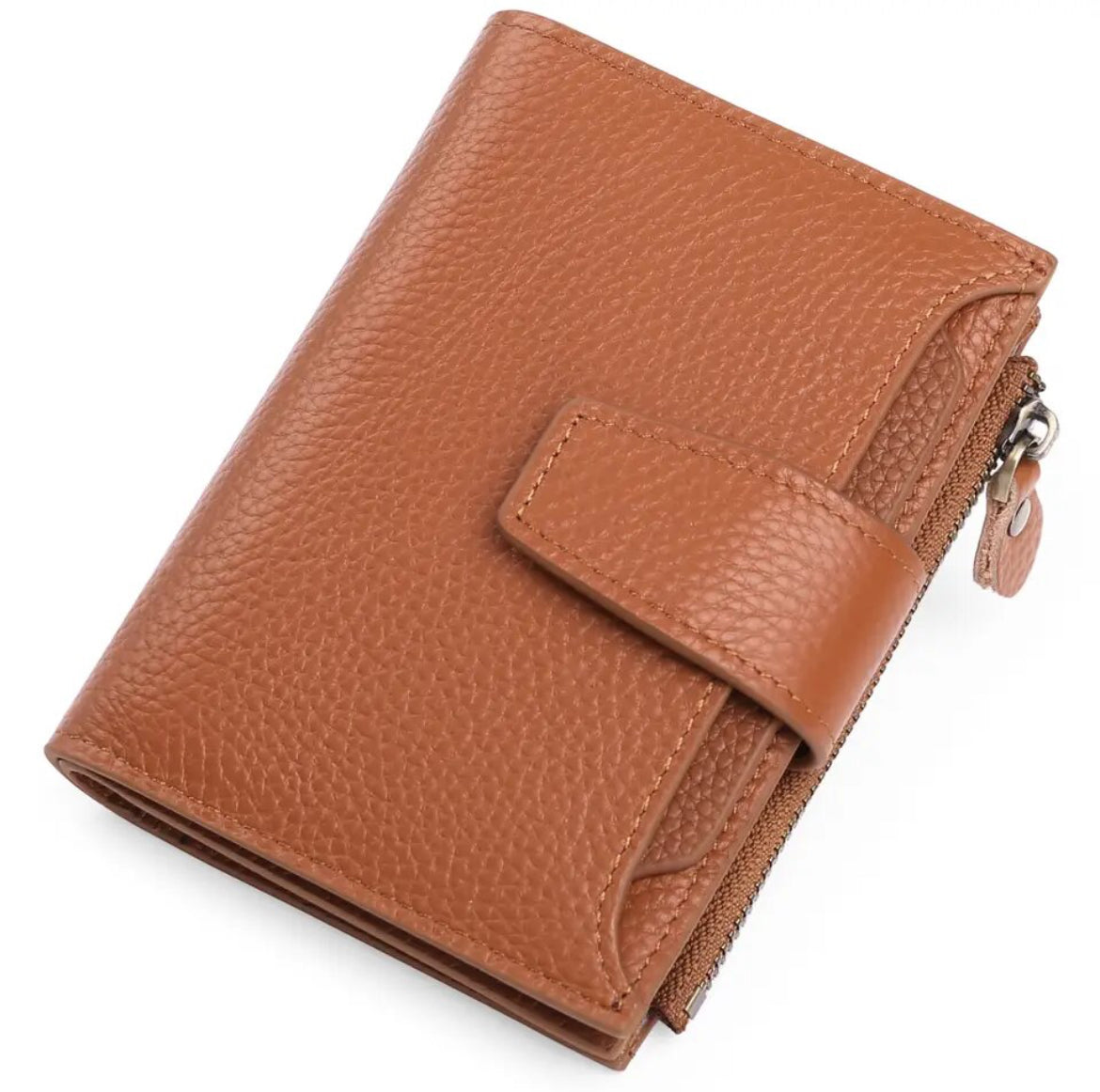 Compact Genuine Leather RFID Blocking Multi-Functional Wallet