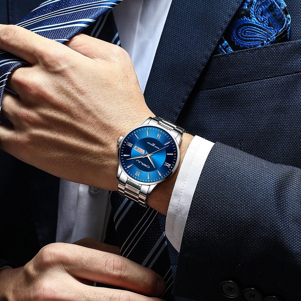 Men’s Stainless Steel Waterproof Sport Quartz Watch