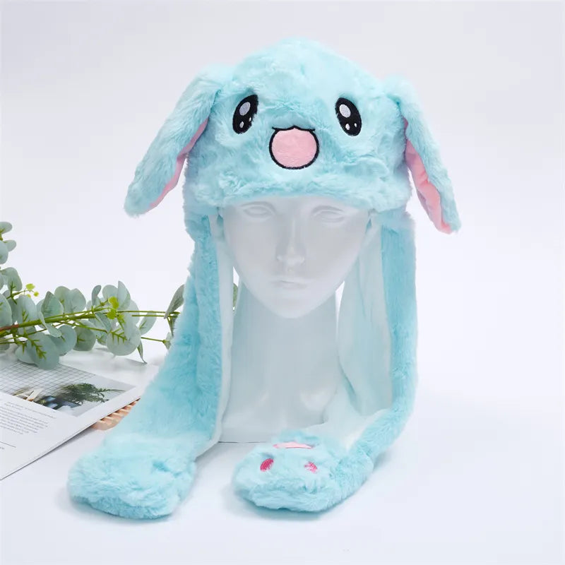 BunnyBounce Plush Hat with Moving Ears for Kids & Adults