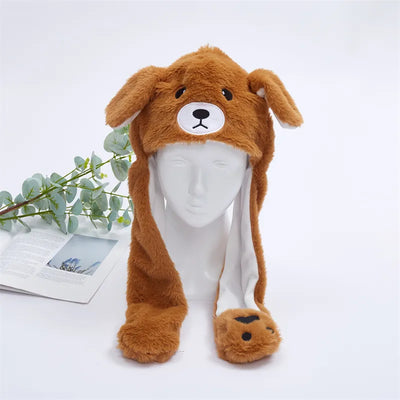 BunnyBounce Plush Hat with Moving Ears for Kids & Adults